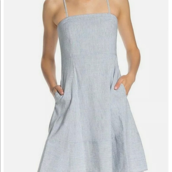 Theory a line blue and white linen dress - Picture 5 of 13